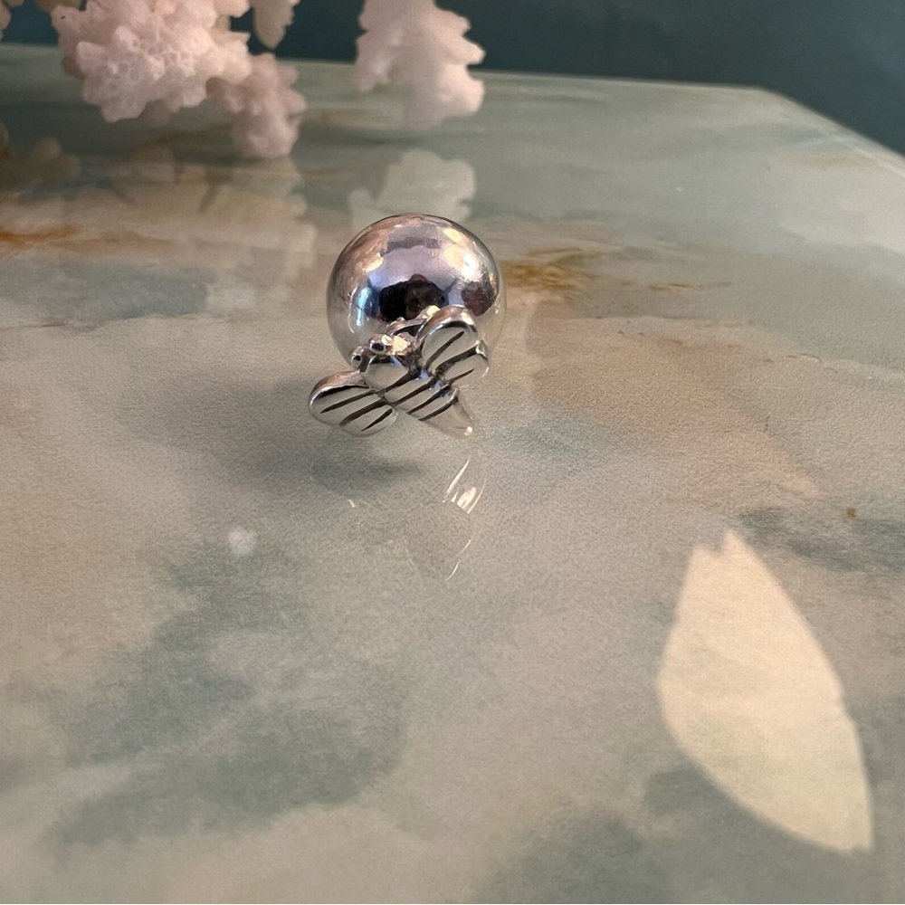 Single Sterling Silver Bee Ball Back Earring